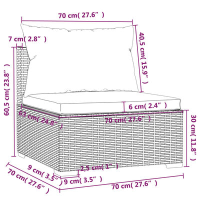 vidaXL Salon de jardin 8 pcs avec coussins Résine tressée Gris