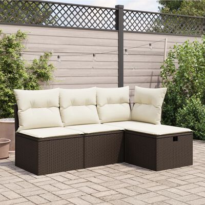 vidaXL Tabouret de jardin avec coussin brun 55x55x37 cm résine tressée