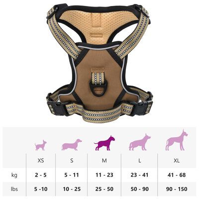 vidaXL Harnais pour chien et bandes réfléchissantes réglables marron M