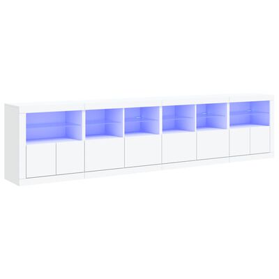 vidaXL Buffet avec lumières LED blanc 283x37x67 cm