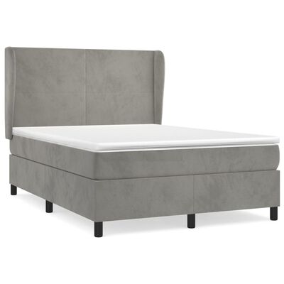 vidaXL Sommier à lattes de lit et matelas Gris clair 140x190cm Velours