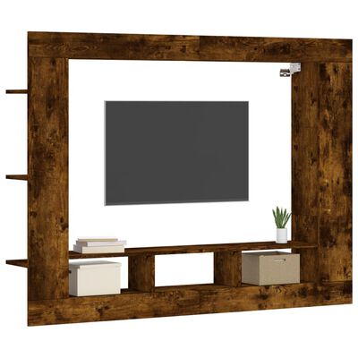 vidaXL Meuble TV chêne fumé 152x22x113 cm bois d'ingénierie