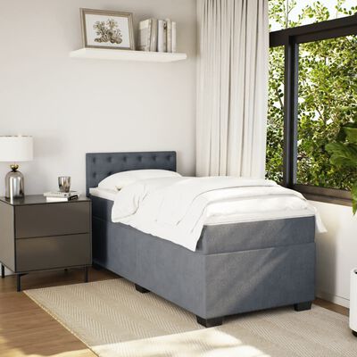 vidaXL Sommier à lattes de lit avec matelas gris foncé simple velours