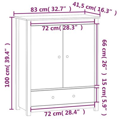 vidaXL Buffet Noir 83x41,5x100 cm Bois massif de pin