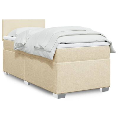 vidaXL Sommier à lattes de lit avec matelas Crème 90x200 cm Tissu