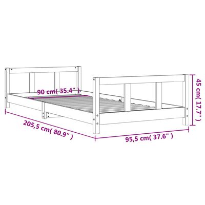 vidaXL Cadre de lit pour enfants noir 90x200 cm bois de pin massif