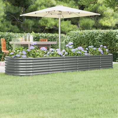 vidaXL Lit surélevé de jardin Acier enduit de poudre 296x80x36 cm gris