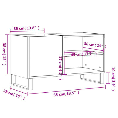 vidaXL Armoire à disques blanc brillant 85x38x48 cm bois d'ingénierie