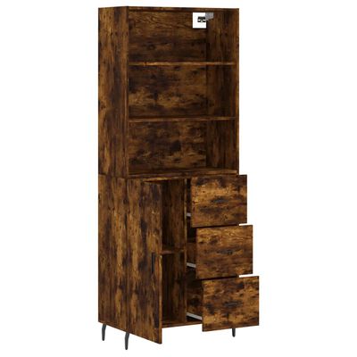 vidaXL Buffet haut Chêne fumé 69,5x34x180 cm Bois d'ingénierie