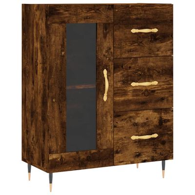 vidaXL Buffet haut Chêne fumé 69,5x34x180 cm Bois d'ingénierie