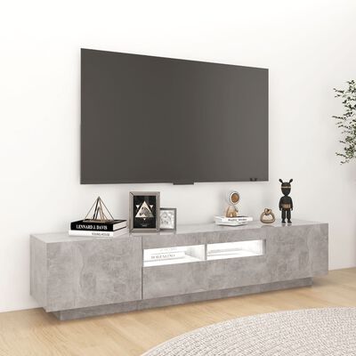 vidaXL Meuble TV avec lumières LED Gris béton 180x35x40 cm