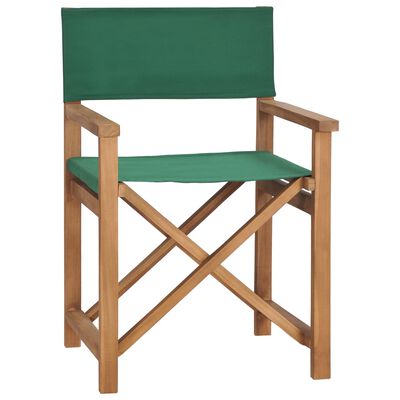 vidaXL Chaises de metteur en scène lot de 2 Bois de teck massif Vert