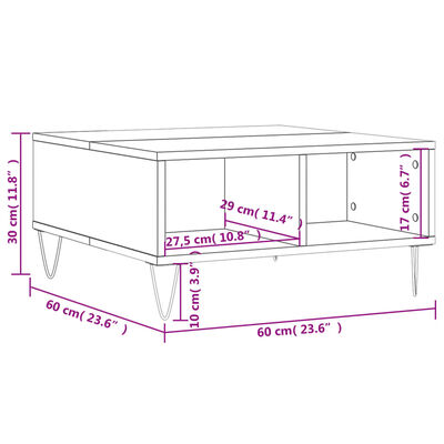 vidaXL Table basse blanc 60x60x30 cm bois d'ingénierie