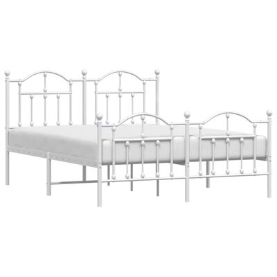 vidaXL Cadre de lit métal sans matelas et pied de lit blanc 140x200 cm