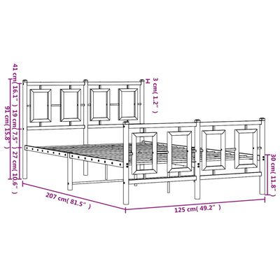 vidaXL Cadre de lit métal sans matelas avec pied de lit noir 120x200cm