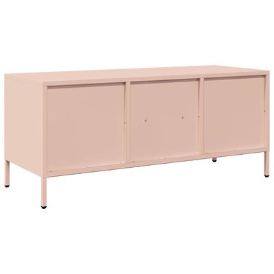 vidaXL Meuble TV rose 101,5x39x43,5 cm acier laminé à froid