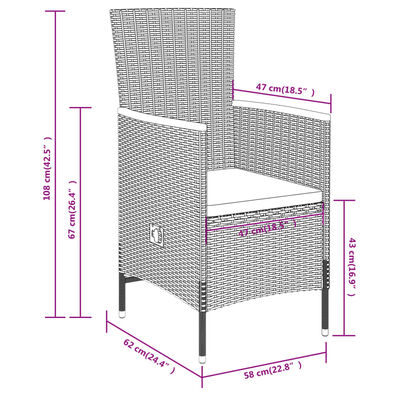 vidaXL Ensemble à manger de jardin avec coussins 9 pcs noir