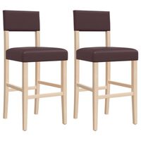 vidaXL Chaises de bar lot de 2 bois massif d'hévéa et similicuir