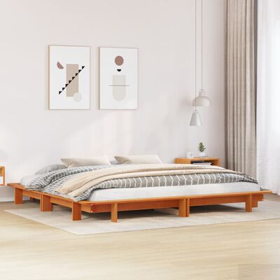 vidaXL Cadre de lit sans matelas cire marron 160x200cm bois pin massif