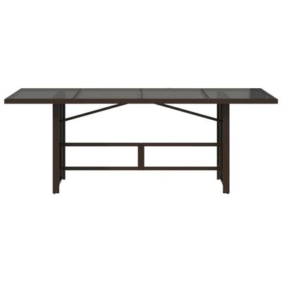 vidaXL Table de jardin dessus en verre marron 190x80x74 cm