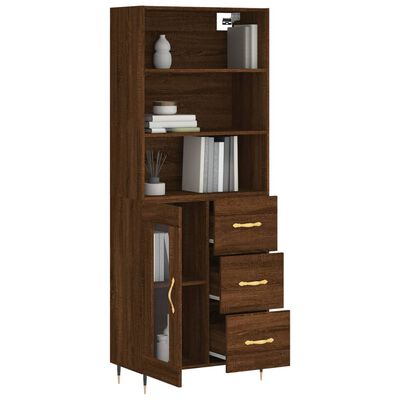 vidaXL Buffet haut Chêne marron 69,5x34x180 cm Bois d'ingénierie