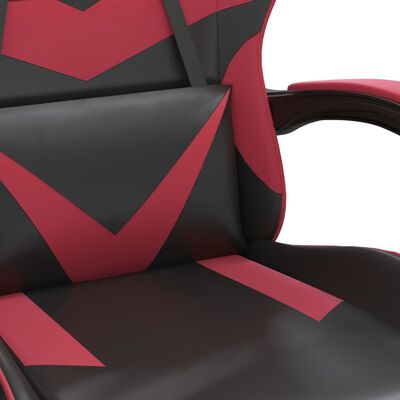 vidaXL Chaise de jeu pivotante Noir et rouge bordeaux Similicuir