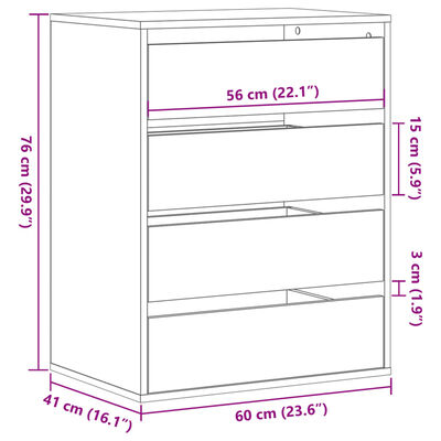 vidaXL Commode d'angle sonoma gris 60x41x76 cm bois d'ingénierie