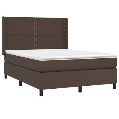 vidaXL Sommier à lattes de lit matelas LED Marron 140x200cm Similicuir