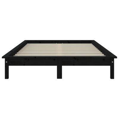 vidaXL Cadre de lit noir 180x200 cm Super King bois de pin massif