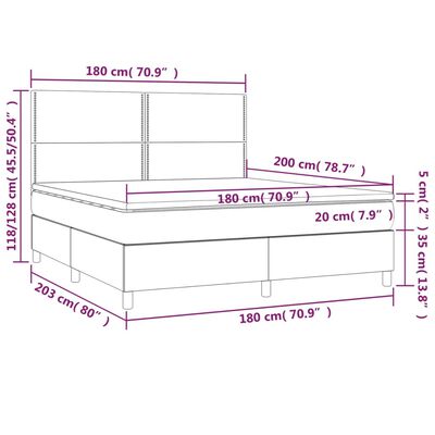 vidaXL Sommier à lattes de lit avec matelas et LED Blanc 180x200 cm