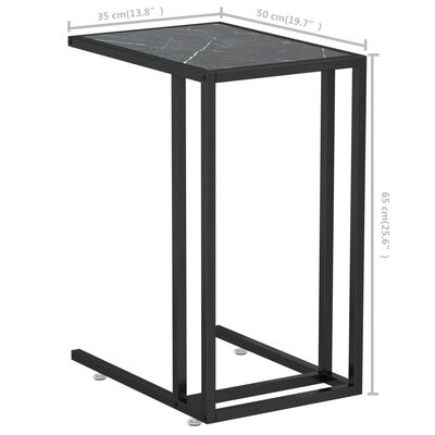 vidaXL Table d'appoint ordinateur Marbre noir 50x35x65 cm Verre trempé