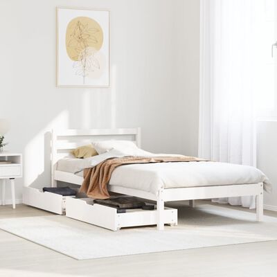 vidaXL Cadre de lit sans matelas blanc 75x190 cm bois de pin massif