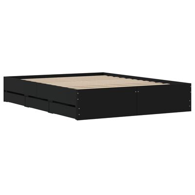 vidaXL Cadre de lit avec tiroirs sans matelas noir 140x190 cm