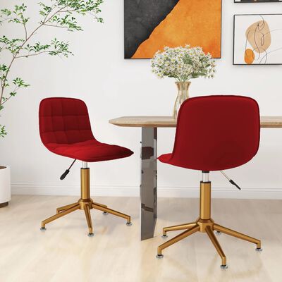 vidaXL Chaises pivotantes à manger lot de 2 Rouge bordeaux Velours