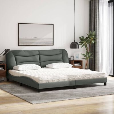 vidaXL Lit avec matelas gris foncé 200x200 cm tissu