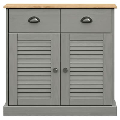 vidaXL Buffet haut VIGO gris 78x40x175 cm bois massif de pin