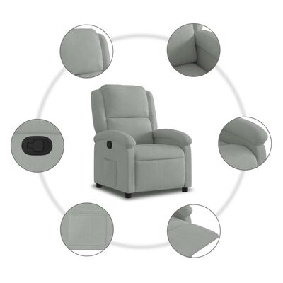 vidaXL Fauteuil inclinable gris clair velours