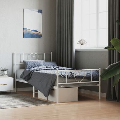 vidaXL Cadre de lit métal sans matelas et pied de lit blanc 100x190 cm