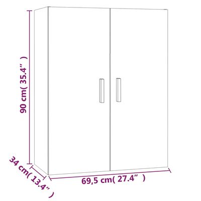 vidaXL Armoire murale suspendue Gris béton 69,5x34x90 cm