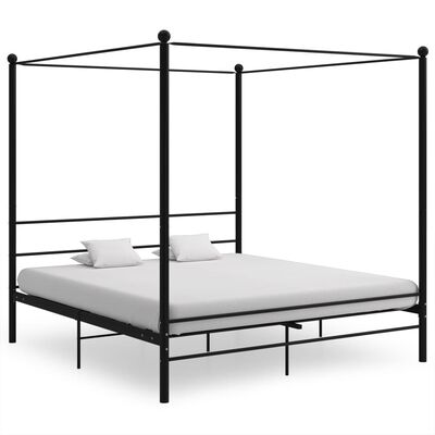 vidaXL Cadre de lit à baldaquin sans matelas noir métal 180x200 cm