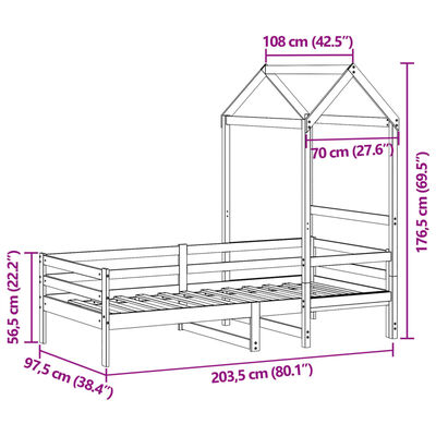 vidaXL Lit de jour avec toit sans matelas blanc 90x200 cm bois massif