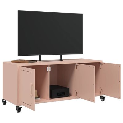 vidaXL Meuble TV rose 100,5x39x43,5 cm acier