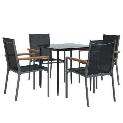 vidaXL Ensemble à manger de jardin 5 pcs noir textilène et acier