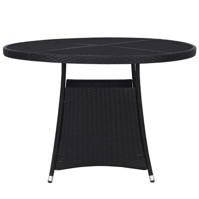 vidaXL Table de jardin noir Ø110x74 cm résine tressée