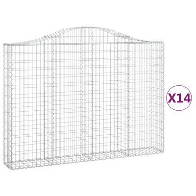 vidaXL Paniers à gabions arqués 14 pcs 200x30x140/160 cm Fer galvanisé