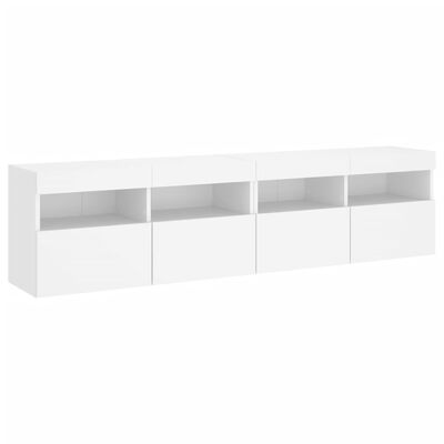 vidaXL Meubles TV muraux avec lumières LED 2 pcs blanc 80x30x40 cm