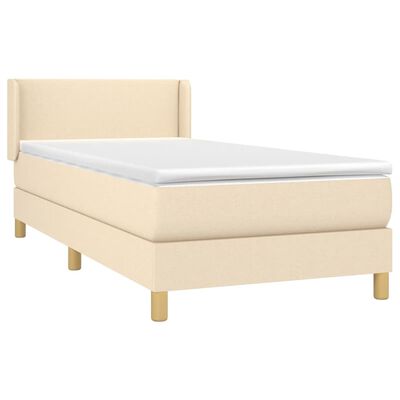 vidaXL Sommier à lattes de lit avec matelas Crème 100x200 cm Tissu