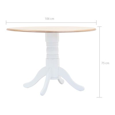 vidaXL Table à manger Blanc et marron 106 cm Bois d'hévéa massif