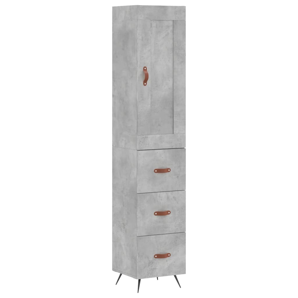 vidaXL Buffet haut Gris béton 34,5x34x180 cm Bois d'ingénierie