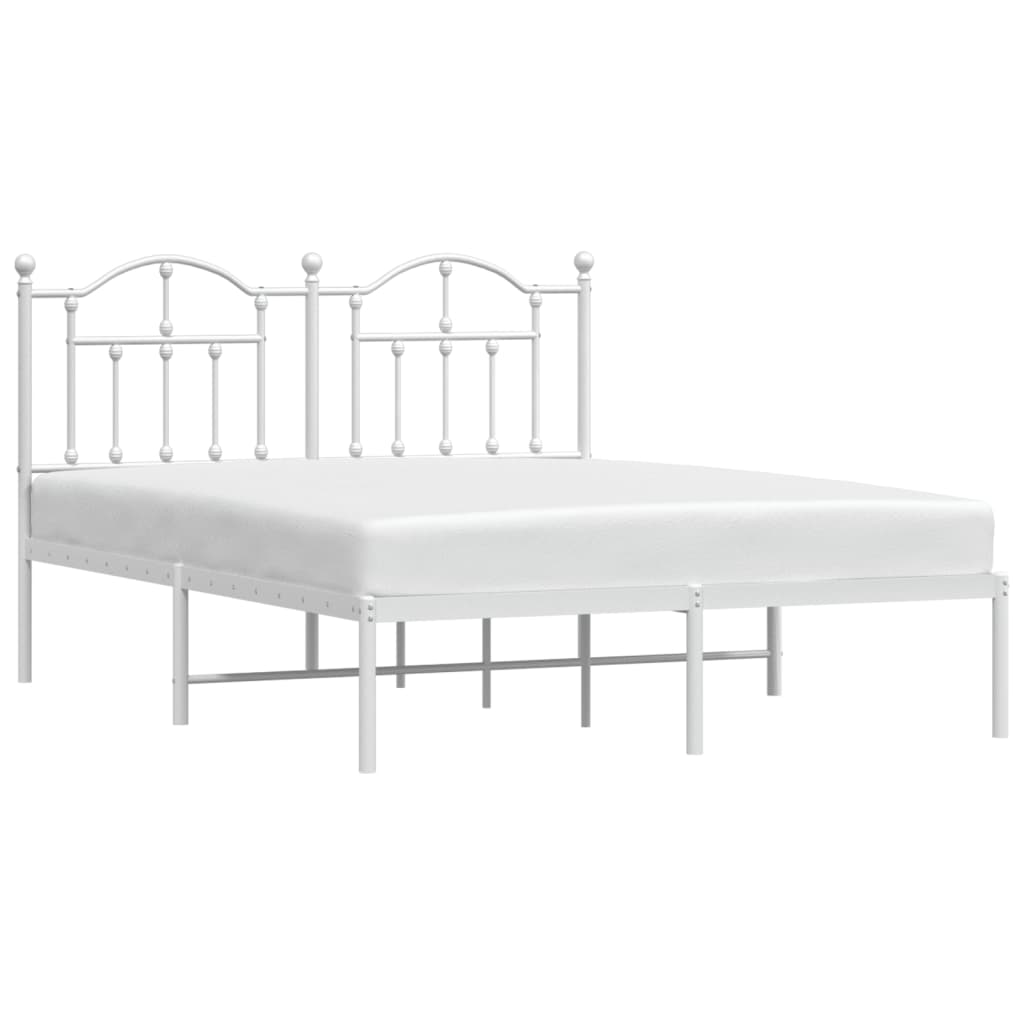 vidaXL Cadre de lit métal sans matelas et tête de lit blanc 135x190 cm